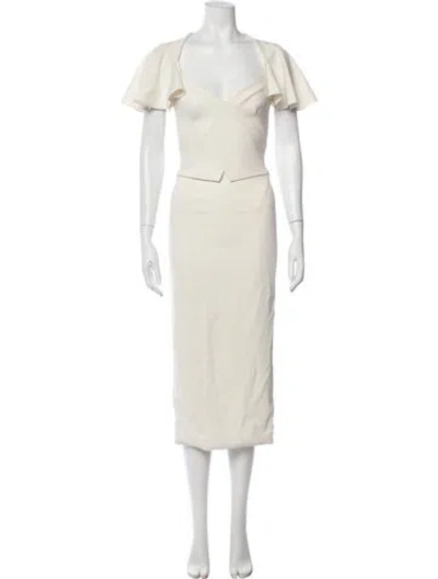 Pre-owned Zac Posen Square Neckline Midi Length Dress In Neutral