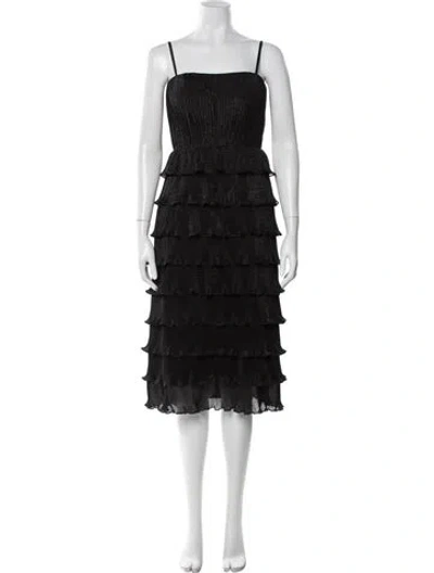 Pre-owned Zac Posen Square Neckline Midi Length Dress W/ Tags In Black
