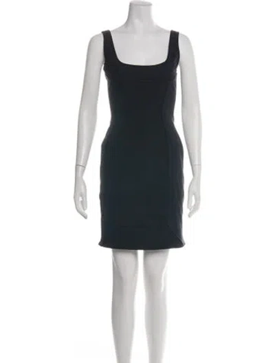 Pre-owned Zac Posen Square Neckline Mini Dress In Black