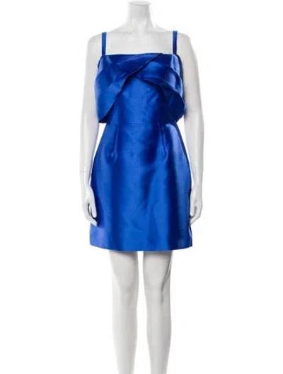 Pre-owned Zac Posen Square Neckline Mini Dress In Blue