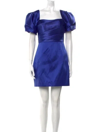 Pre-owned Zac Posen Square Neckline Mini Dress In Blue