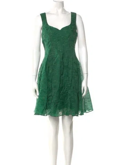 Pre-owned Zac Posen Square Neckline Mini Dress In Green