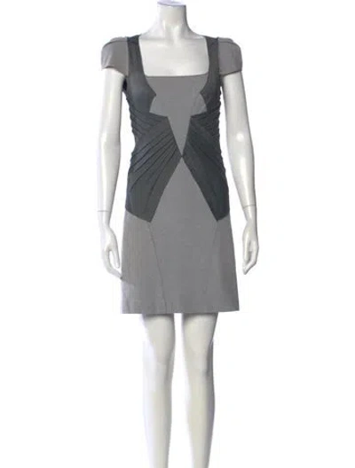 Pre-owned Zac Posen Square Neckline Mini Dress In Grey