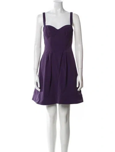 Pre-owned Zac Posen Square Neckline Mini Dress In Purple
