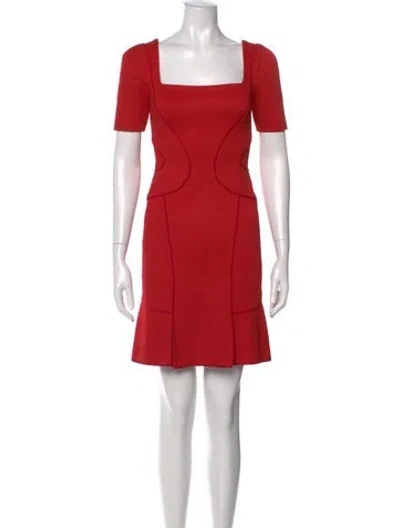 Pre-owned Zac Posen Square Neckline Mini Dress In Red
