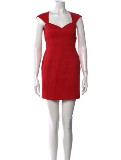 Pre-owned Zac Posen Square Neckline Mini Dress In Red