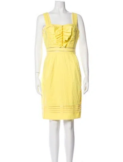 Pre-owned Zac Posen Square Neckline Mini Dress In Yellow