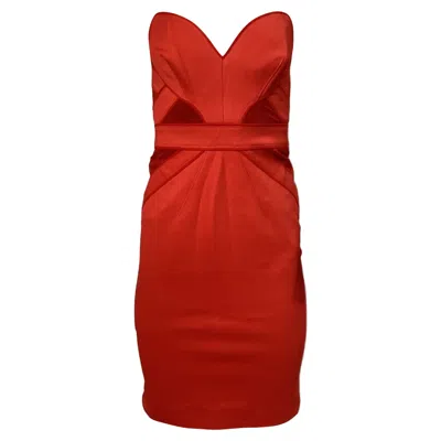 Zac Posen Strapless Bodycon Dress In Red Viscose