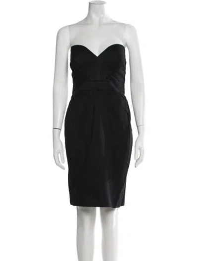 Pre-owned Zac Posen Strapless Knee-length Dress In Black