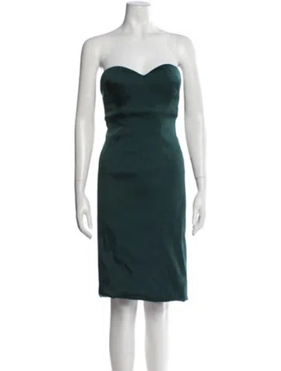 Pre-owned Zac Posen Strapless Knee-length Dress In Blue