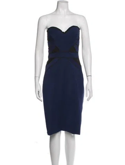 Pre-owned Zac Posen Strapless Knee-length Dress In Blue