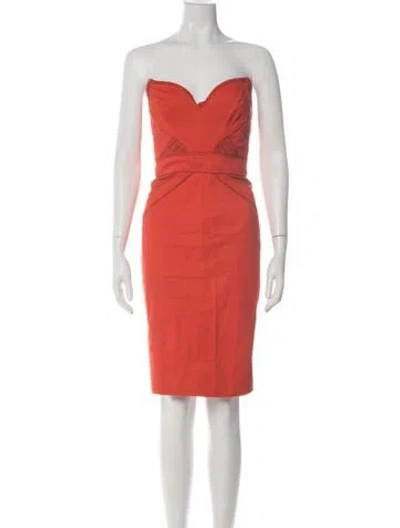 Pre-owned Zac Posen Strapless Knee-length Dress In Multi