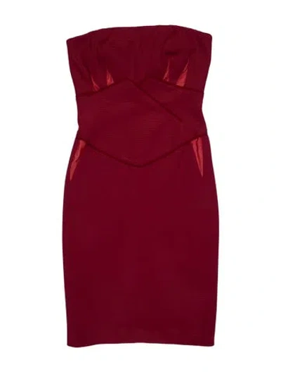 Pre-owned Zac Posen Strapless Knee-length Dress In Red