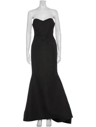 Pre-owned Zac Posen Strapless Long Dress In Gray