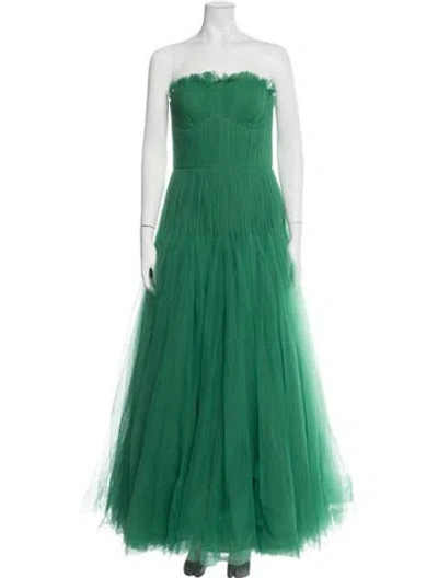 Pre-owned Zac Posen Strapless Long Dress In Green