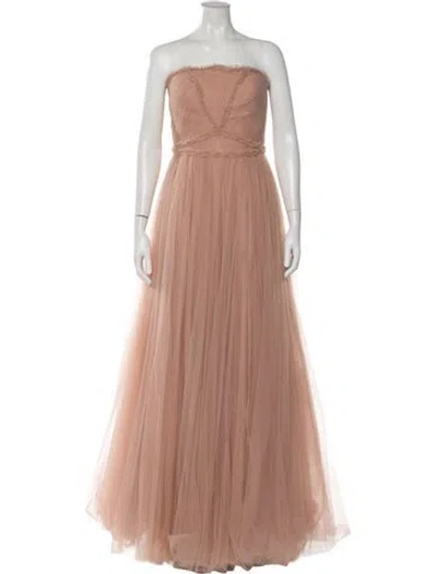 Pre-owned Zac Posen Strapless Long Dress In Pink
