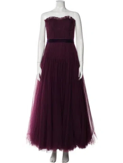 Pre-owned Zac Posen Strapless Long Dress In Purple