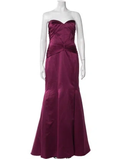 Pre-owned Zac Posen Strapless Long Dress In Purple