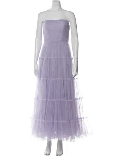 Pre-owned Zac Posen Strapless Long Dress In Purple
