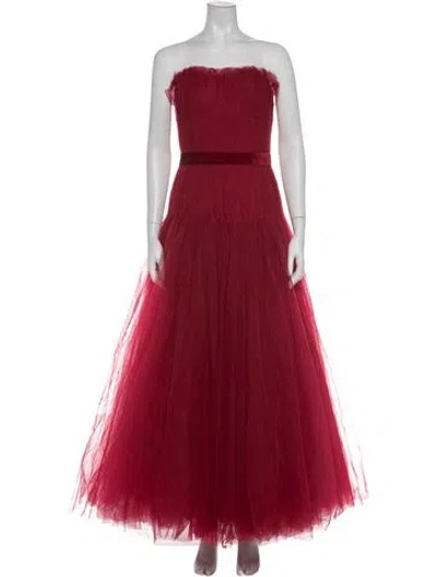 Pre-owned Zac Posen Strapless Long Dress In Red