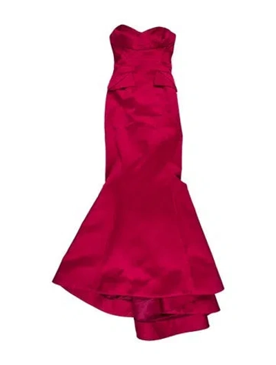 Pre-owned Zac Posen Strapless Long Dress In Red