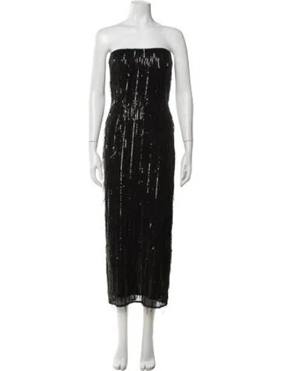 Pre-owned Zac Posen Strapless Midi Length Dress In Black