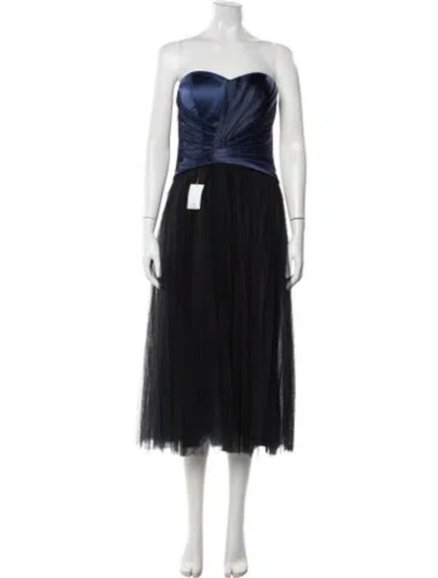 Pre-owned Zac Posen Strapless Midi Length Dress In Black