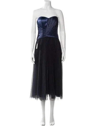 Pre-owned Zac Posen Strapless Midi Length Dress W/ Tags In Blue