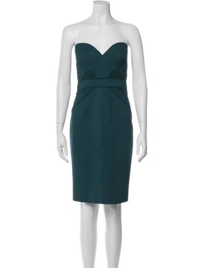 Pre-owned Zac Posen Strapless Mini Dress In Green