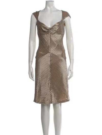 Pre-owned Zac Posen Striped Knee-length Dress In Neutral