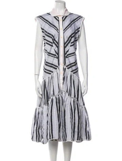 Pre-owned Zac Posen Striped Midi Length Dress In Gray
