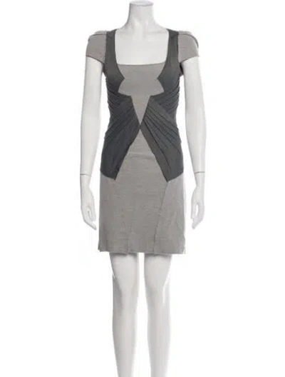 Pre-owned Zac Posen Striped Mini Dress In Grey