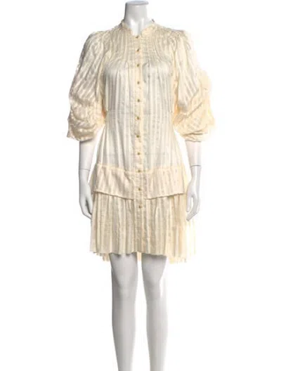 Pre-owned Zac Posen Striped Mini Dress In Neutrals