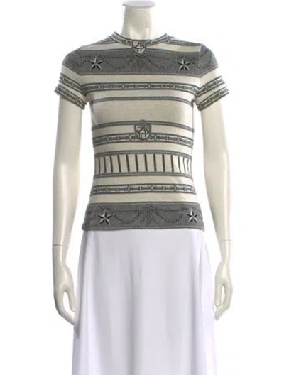 Pre-owned Zac Posen Striped Mock Neck T-shirt In Multi