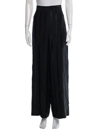 Pre-owned Zac Posen Striped Wide Leg Pants In Black