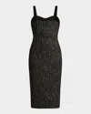 Zac Posen Sweetheart Sequin Tweed Midi Dress In Gold Tweed