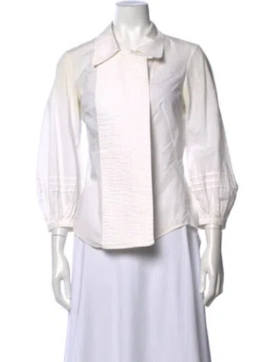 Pre-owned Zac Posen Three-quarter Sleeve Blouse In White