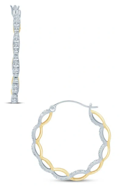 Zac Posen Truly  Diamond Hoop Earrings In White Gold/ Yellow Gold