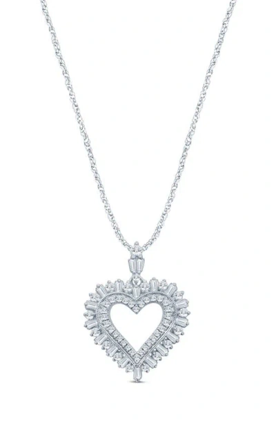 Zac Posen Truly  Open Diamond Heart Pendant Necklace In White Gold/ Diamond