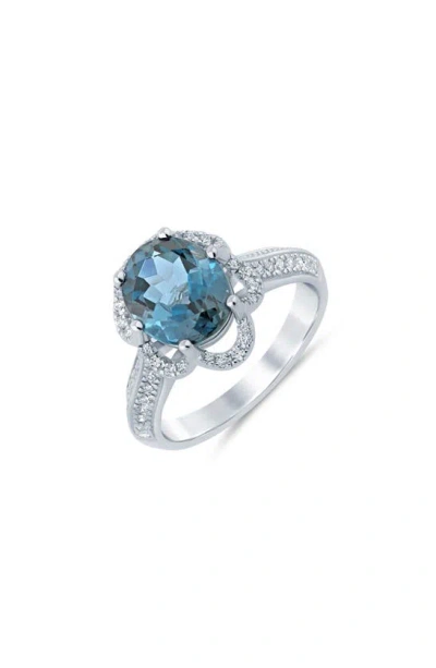 Zac Posen Truly  Oval London Blue Topaz & Diamond Ring In White