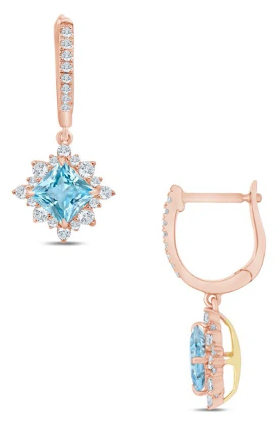 Zac Posen Truly  Princess Aquamarine & Diamond Dangle Earrings In Pink