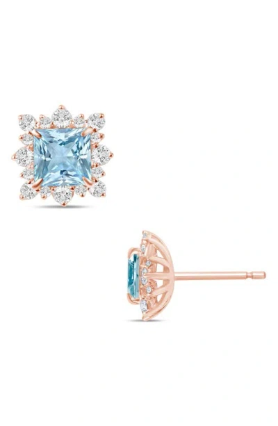 Zac Posen Truly  Princess Aquamarine & Diamond Stud Earrings In Pink