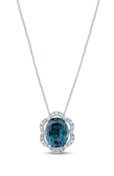 Zac Posen Square London Blue Topaz & Diamond Pendant Necklace In White