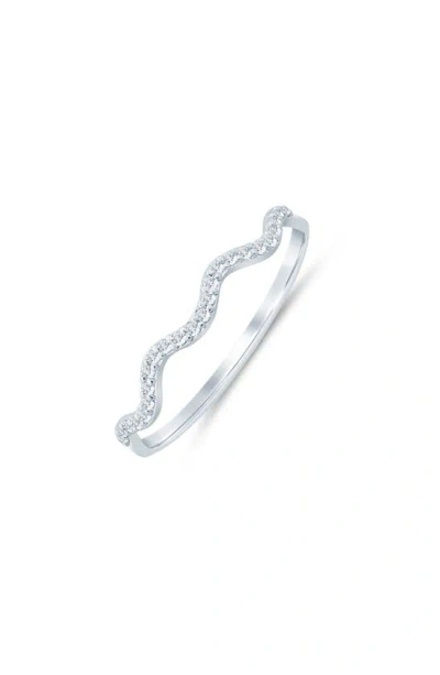 Zac Posen Truly  Wavy Diamond Band Ring In White Gold