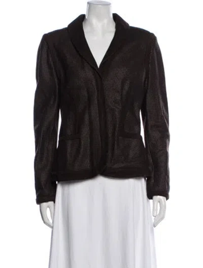 Pre-owned Zac Posen Tweed Pattern Blazer W/ Tags In Brown