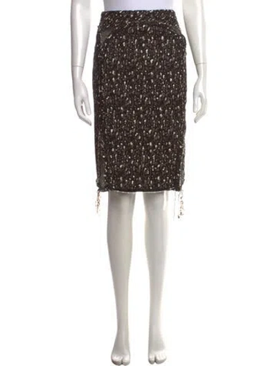 Pre-owned Zac Posen Tweed Pattern Midi Length Skirt In Black