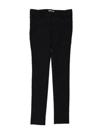 Pre-owned Zac Posen Tweed Pattern Straight Leg Pants In Black