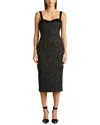 Zac Posen Sweetheart Sequin Tweed Midi Dress In Black