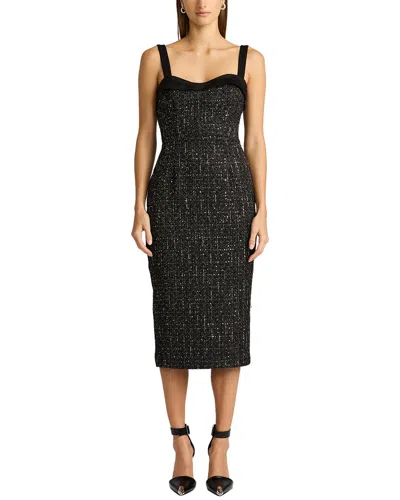 ZAC POSEN TWEED WOOL-BLEND MIDI DRESS