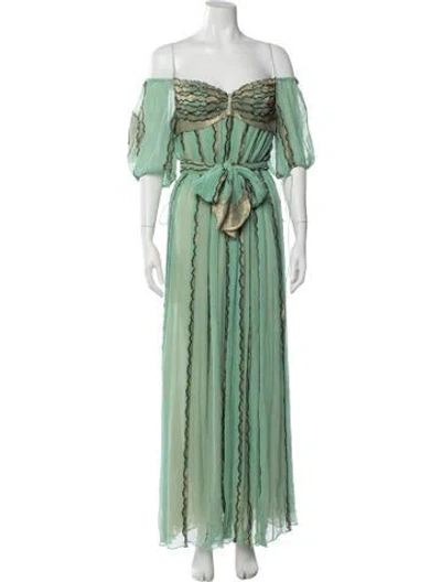 Pre-owned Zac Posen Vintage Long Dress In Green